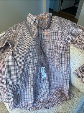 Cinch Men's Button-Down Shirt - White with Blue & Red Check